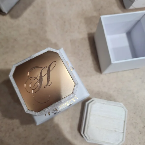 The Mrs. Box Brand New Crosby Noble Double Two Slot Ring Box With H